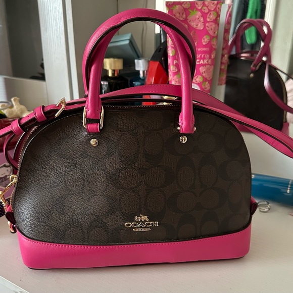 Coach Signature Brown and Pink Satchel - Picture 1 of 11